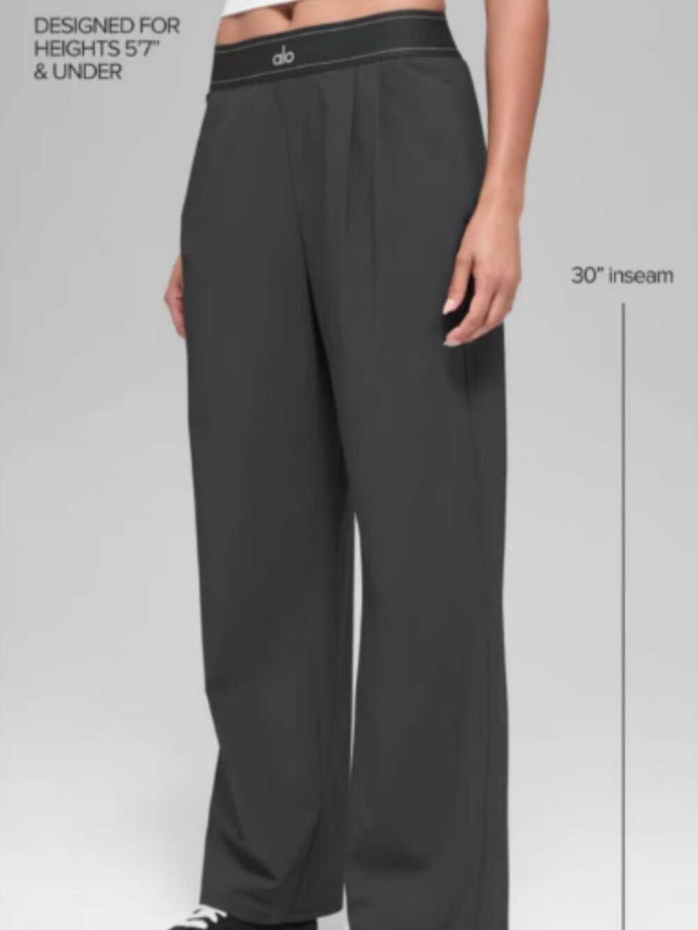 ALO Yoga🎍Suit Up Trouser Dark Grey Regular 30" Inseam Travel Wide Leg Pants🎐 - Picture 3 of 8